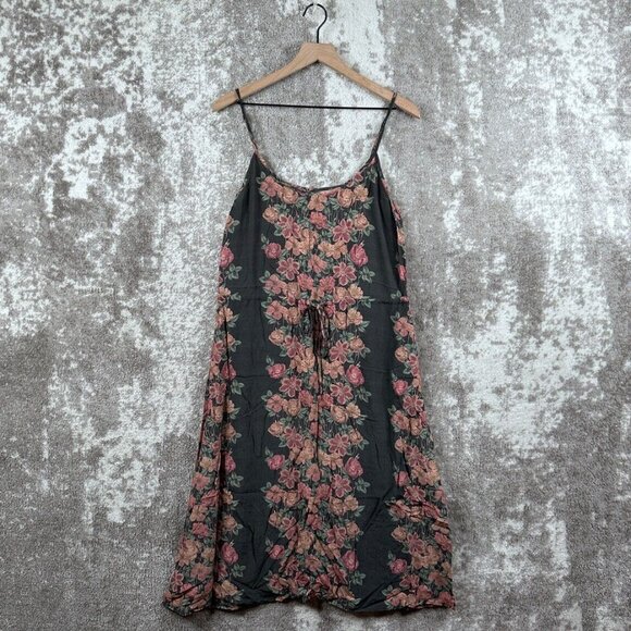 Auguste The Label Dress US 6 Womens Black Cami Slip Midi Floral - Picture 1 of 8